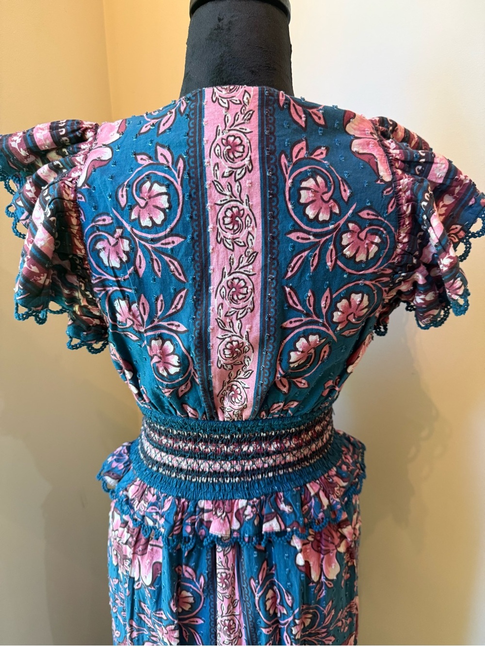 Farm Rio Bohemian Floral Maxi Dress in Teal and Pink - Picture 6 of 9